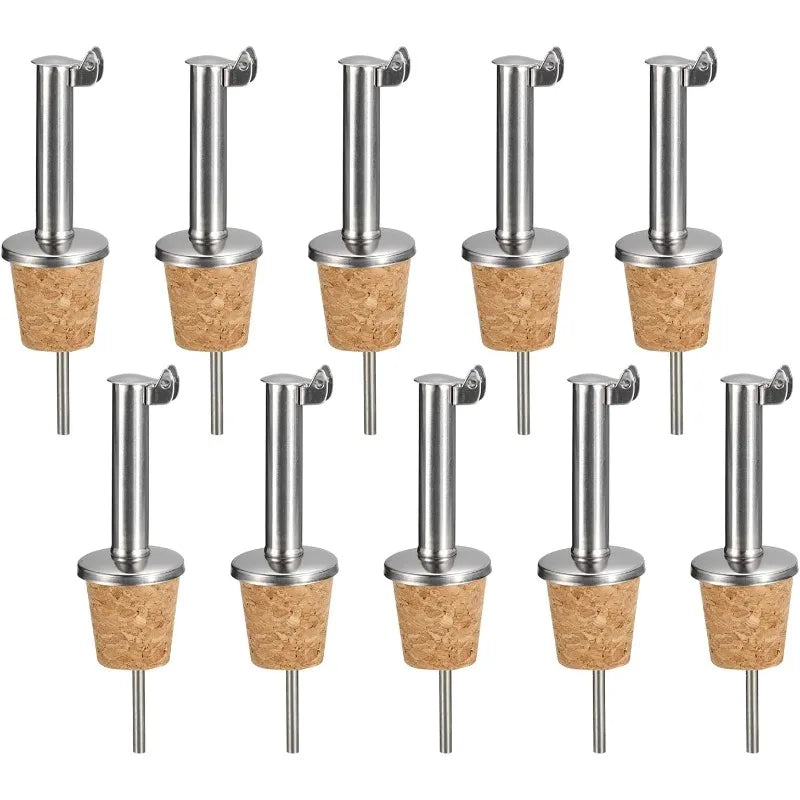 Versatori per bottiglie in acciaio inossidabile Beccuccio per olio d'oliva con ribaltamento automatico, tappi per bottiglie di vino con design in sughero, per liquidi, olio d'oliva, vino