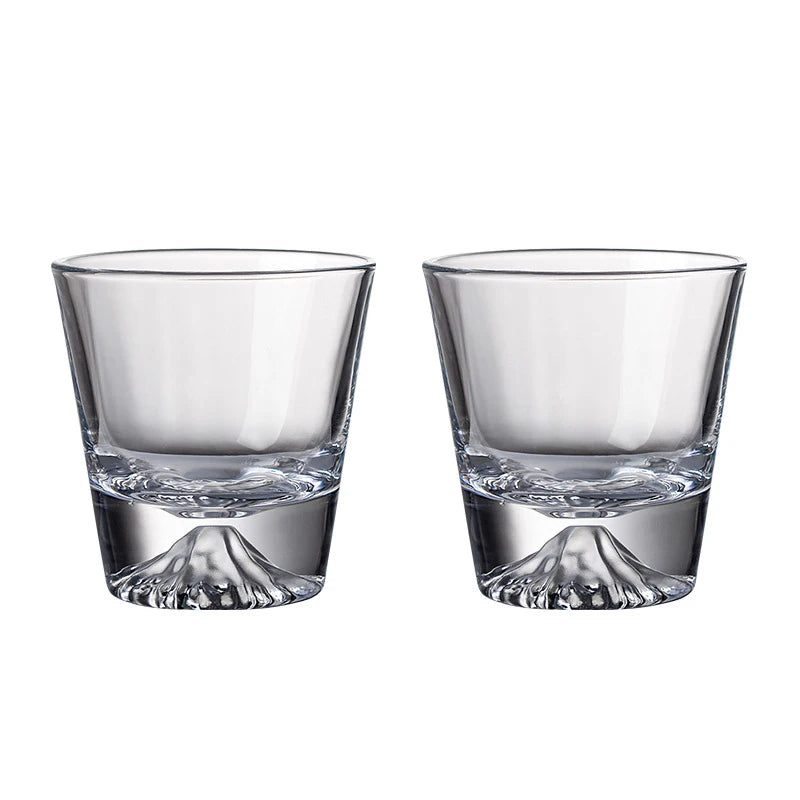 2pcs Sets Japanese Style Mount Fuji Glass Cup Snow Mountain Cup Snowflake Pattern Cocktail Glass Exquisite Foreign Wine Glass