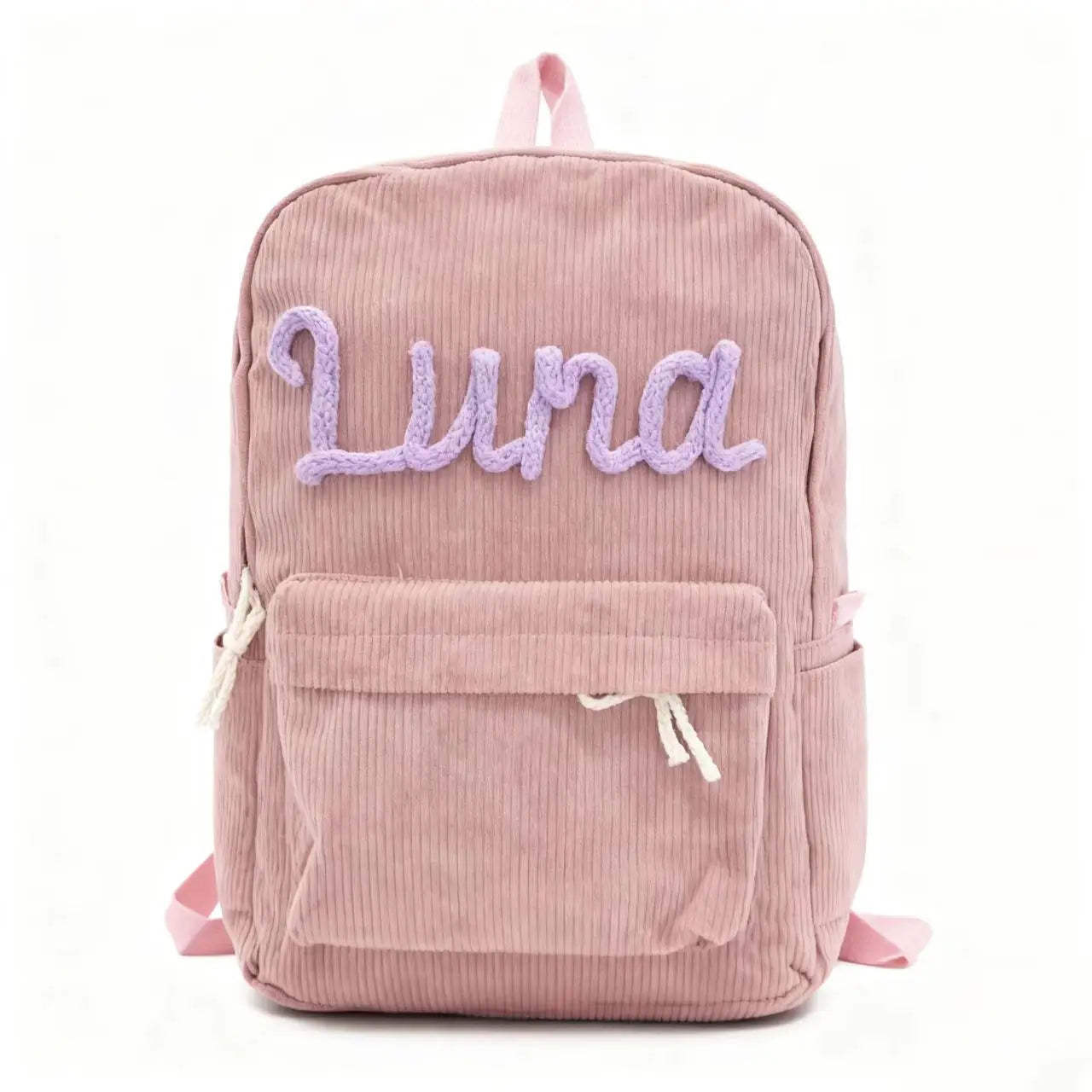 Zaino in velluto a coste personalizzato da 1 pezzo per uomo e donna, lettere personalizzate ricamate a mano, zaino in tessuto colorato