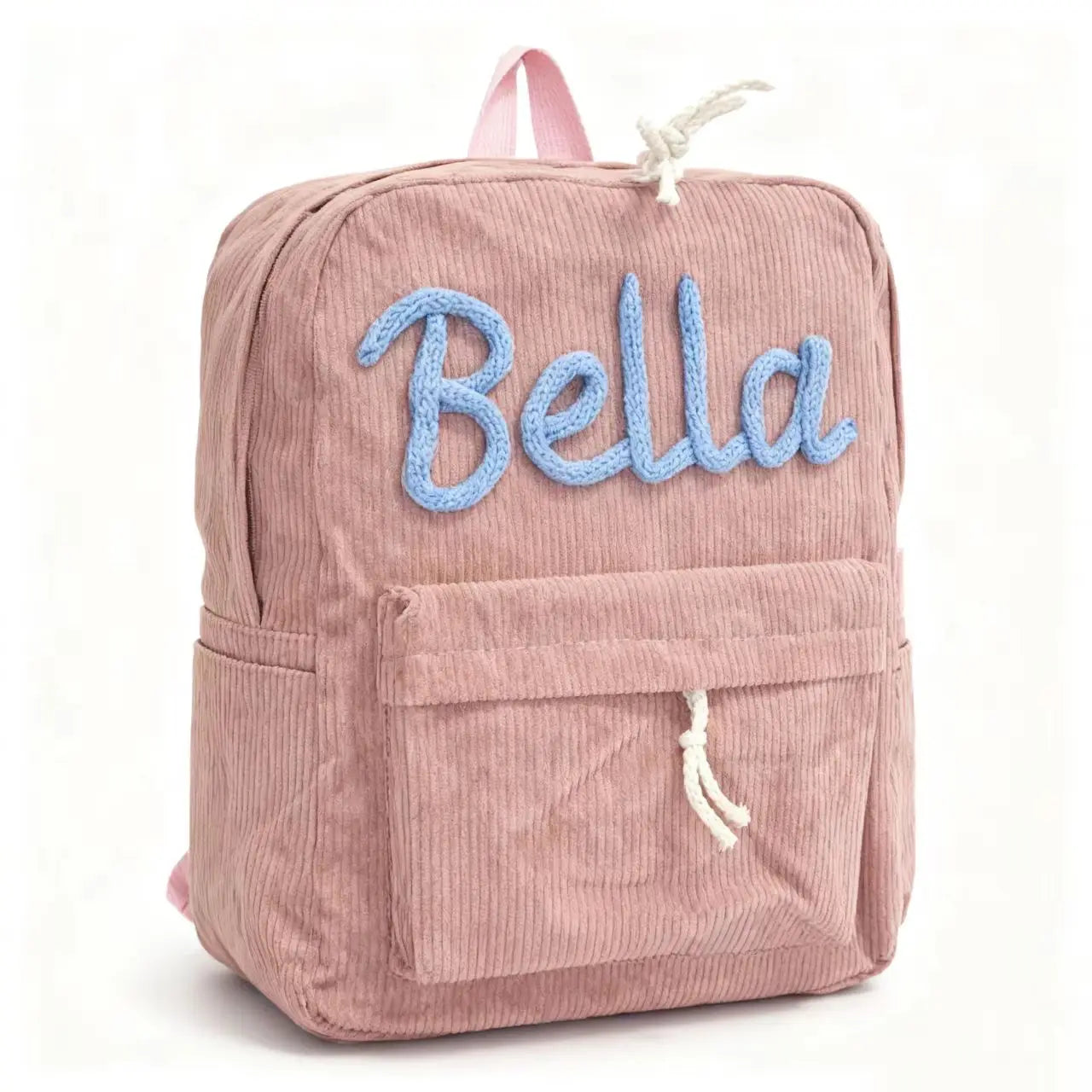 Zaino in velluto a coste personalizzato da 1 pezzo per uomo e donna, lettere personalizzate ricamate a mano, zaino in tessuto colorato
