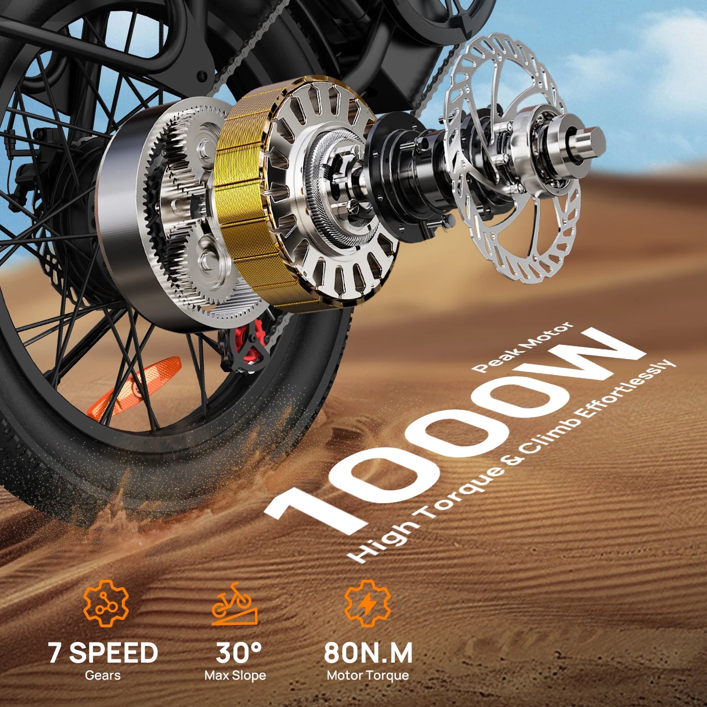Urlife E-Bike Fat Tire 1000W 48V