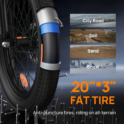Urlife E-Bike Fat Tire 1000W 48V