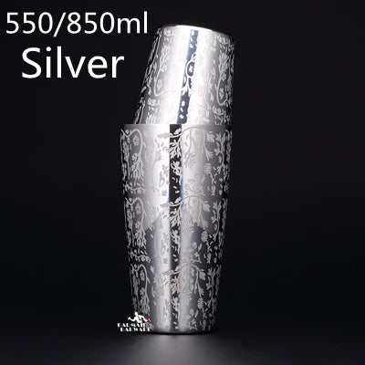 Strumenti da bar shaker per cocktail Boston Bar in acciaio inossidabile con incisione da 550 ml/850 ml