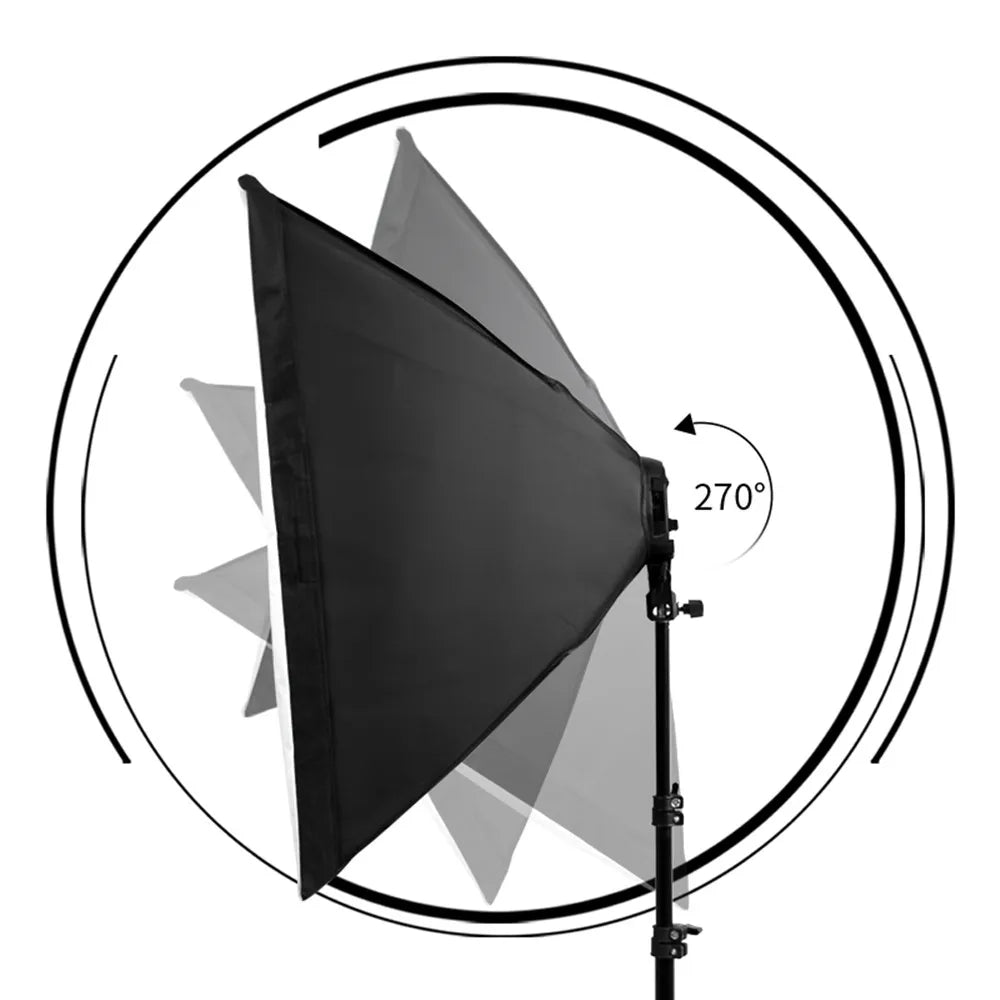 Kit di Illuminazione Softbox SH per Fotografia, Set di Quattro Lampade Softbox 50x70CM, Attrezzatura con Base E27 per Studio Fotografico