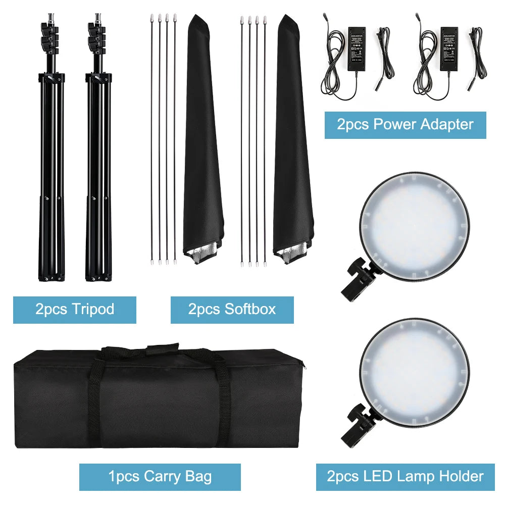 Kit di Illuminazione Softbox SH per Fotografia, Set di Quattro Lampade Softbox 50x70CM, Attrezzatura con Base E27 per Studio Fotografico