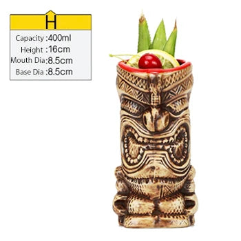 Tiki Tazze in ceramica hawaiana Luau Party Tazze Bicchieri, graziosi bicchieri da cocktail esotici, Tiki Bar