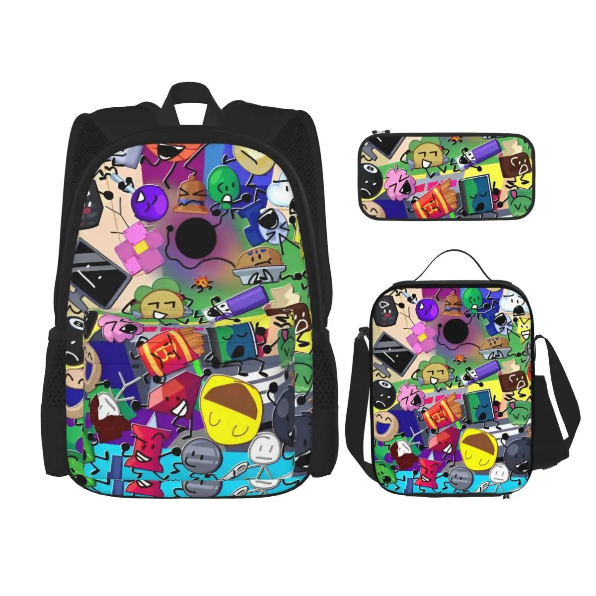 BFDI Battle For Dream Island 3pecs/set Zaino per studente College Borsa a tracolla Borsa per il pranzo Astuccio