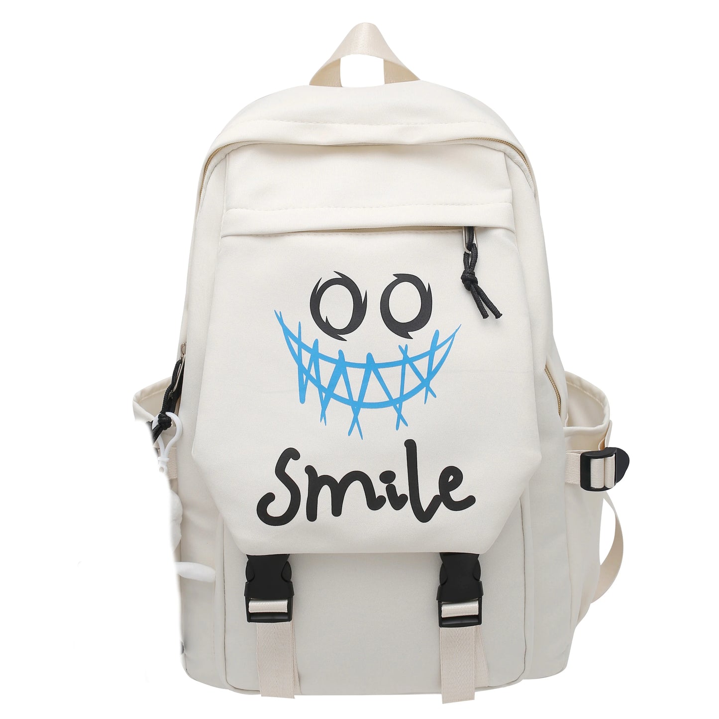 Zaino frontale tascabile, bookbag in nylon tinta unita stile preppy, borsa da scuola Kawaii con doppia maniglia di grande capacità