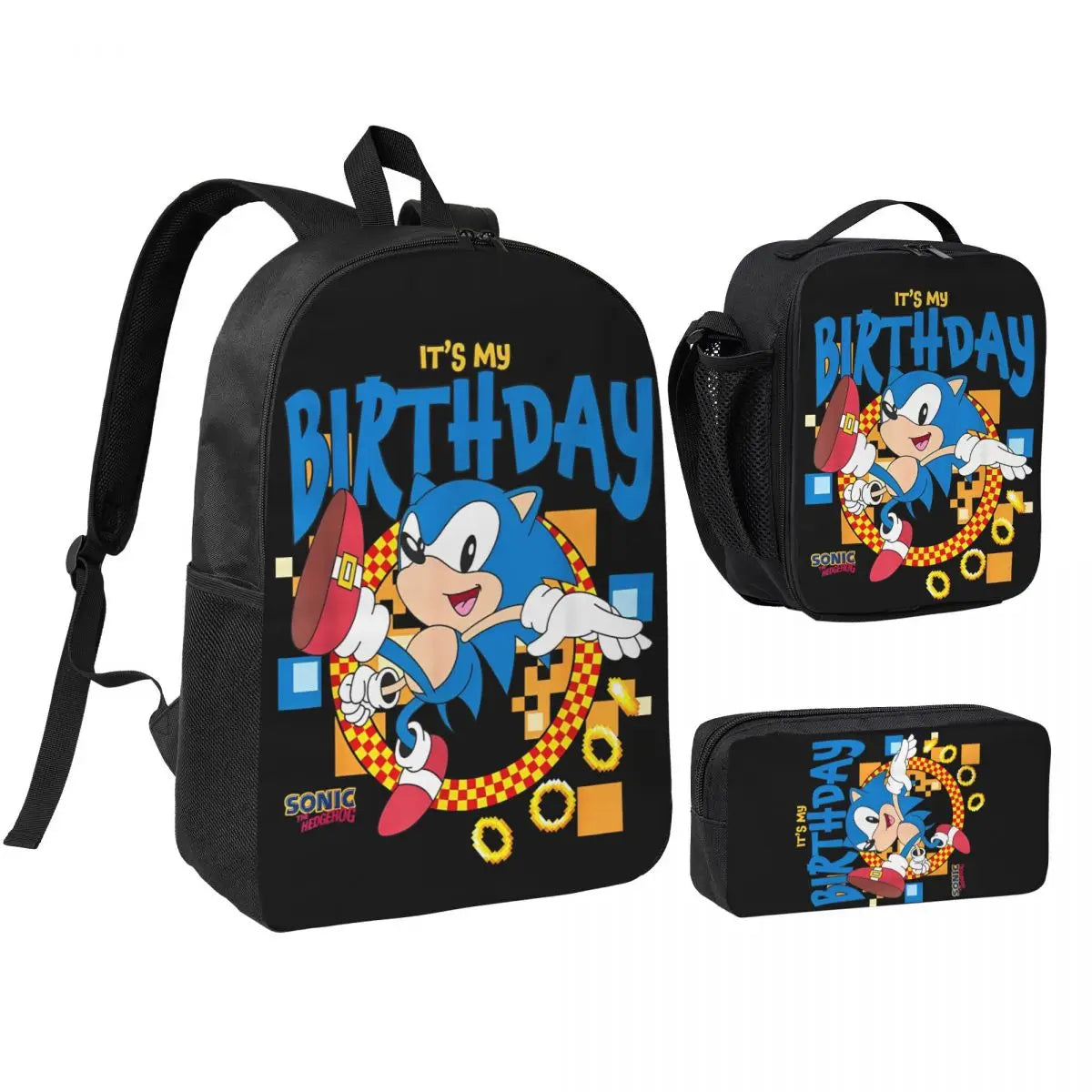 Sonices The H-edgehogs 3 3pecs/set Zaino per borse di tela per scuole superiori adolescenti Borsa per il pranzo Astuccio
