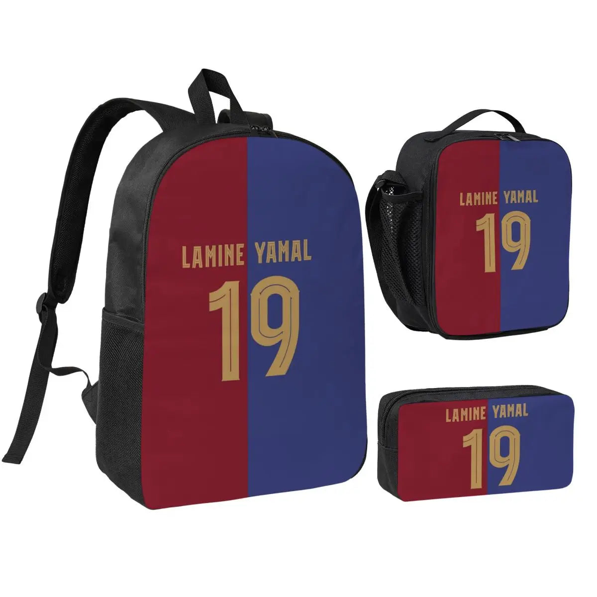 3pecs/set Lamine Y-Yamal Zaino da calcio per studenti Borsa a tracolla ad alta capacità Borsa da pranzo Astuccio