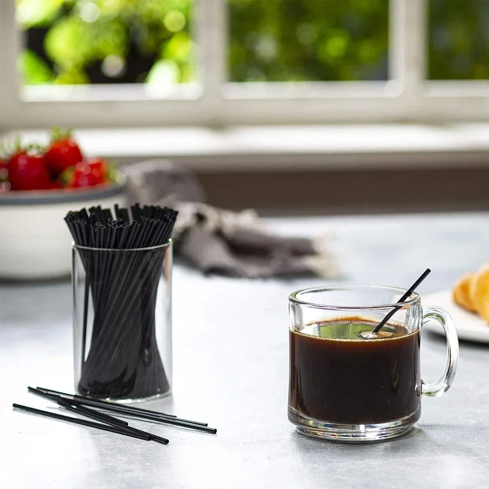 100-6000PCS Cannucce nere Cannucce per caffè Succo Tubo per bere Paglia Tè Cannucce da cocktail Matrimonio Bar Festa all'ingrosso