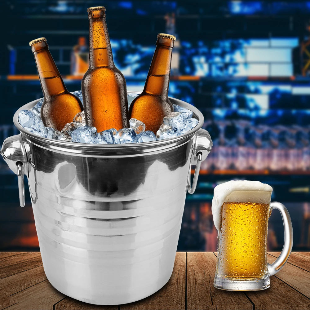 Secchio per vino e birra Secchio per cubetti di ghiaccio in acciaio inossidabile da 5 litri per KTV Bar Cucina Articoli da bar per feste Secchio per birra per vino champagne