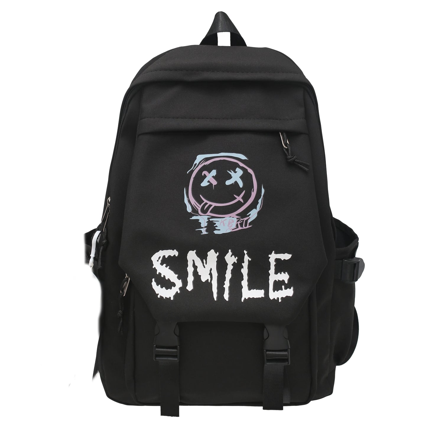 Zaino frontale tascabile, bookbag in nylon tinta unita stile preppy, borsa da scuola Kawaii con doppia maniglia di grande capacità