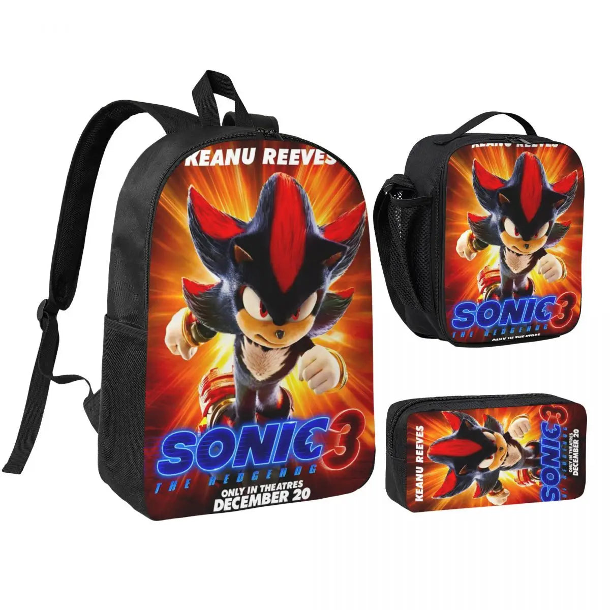 Sonices The H-edgehogs 3 3pecs/set Zaino per borse di tela per scuole superiori adolescenti Borsa per il pranzo Astuccio