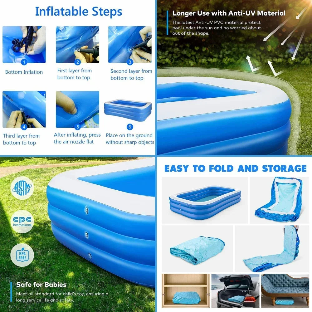 piscina da esterno 3M/2.6M/2M Piscina Gonfiabile Per Bambini Per Adulti PVC Grandi Piscine Per Feste Famiglia Piscina All'aperto Addensato Piscina di Giochi Per Bambini giocattoli