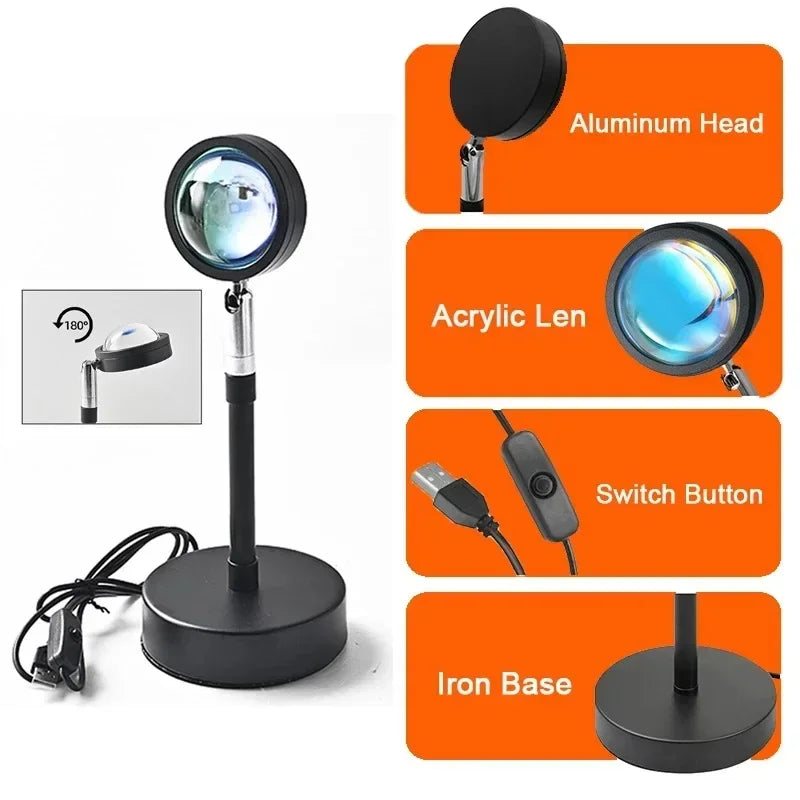 Smart LED Sunset Lamp Colorful change Bluetooth App Control Music Sync per la trasmissione di rete camera da letto Home Decor Rainbow Lamps