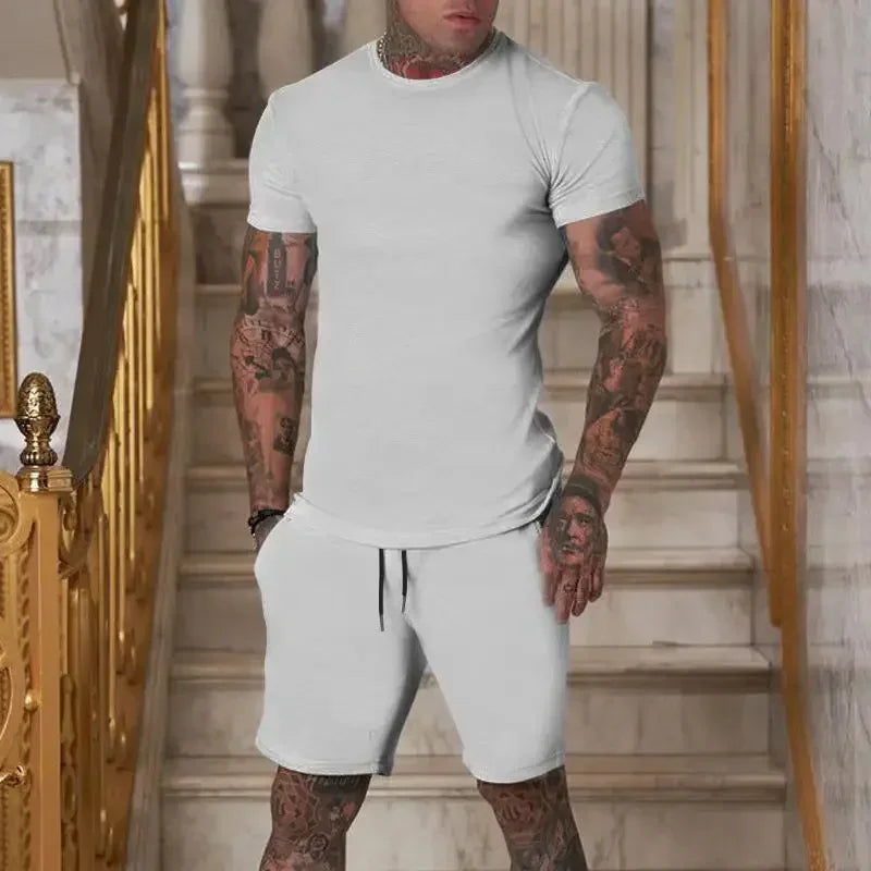 Completo Sportivo Estivo alla Moda e Casual da Uomo, T-Shirt Traspirante e Pantaloncini, Set Due Pezzi Casual e Trendy