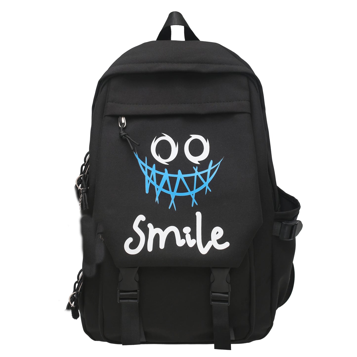 Zaino frontale tascabile, bookbag in nylon tinta unita stile preppy, borsa da scuola Kawaii con doppia maniglia di grande capacità