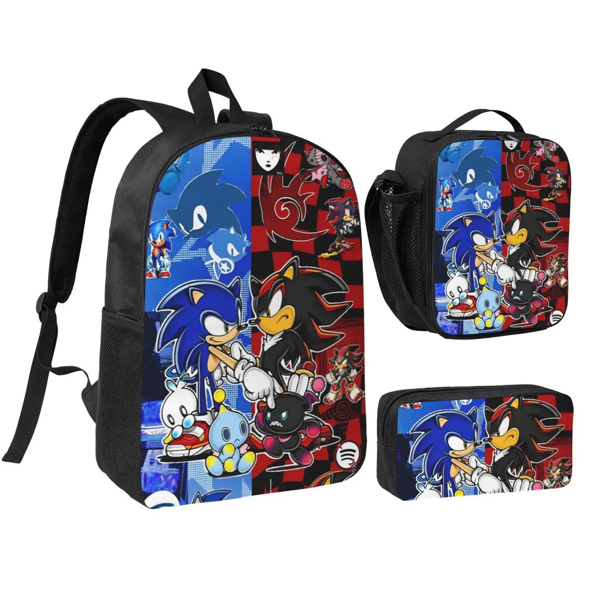Sonices The H-edgehogs 3 3pecs/set Zaino per borse di tela per scuole superiori adolescenti Borsa per il pranzo Astuccio