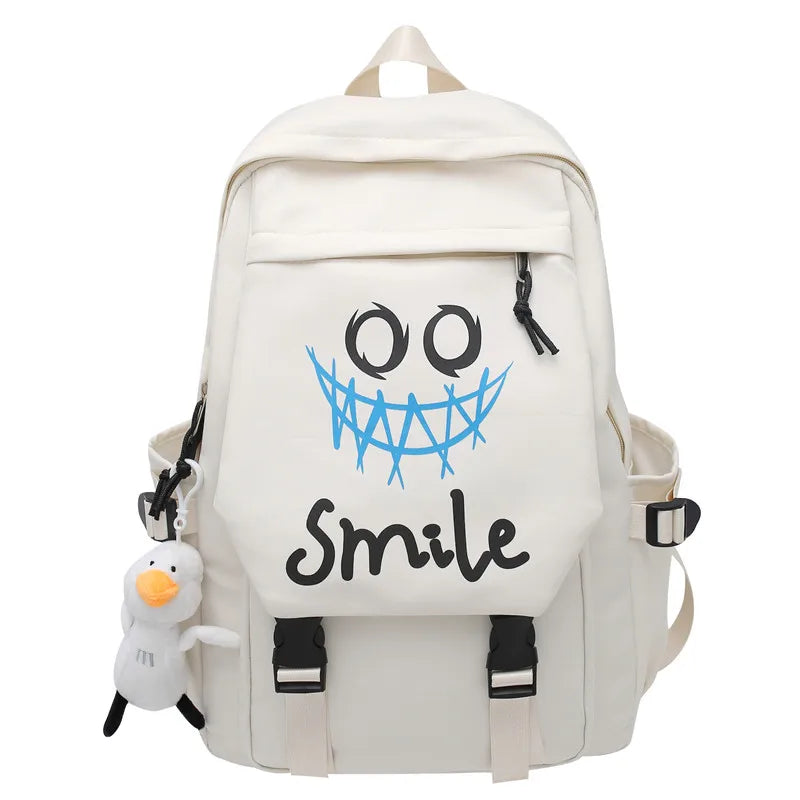 Zaino frontale tascabile, bookbag in nylon tinta unita stile preppy, borsa da scuola Kawaii con doppia maniglia di grande capacità