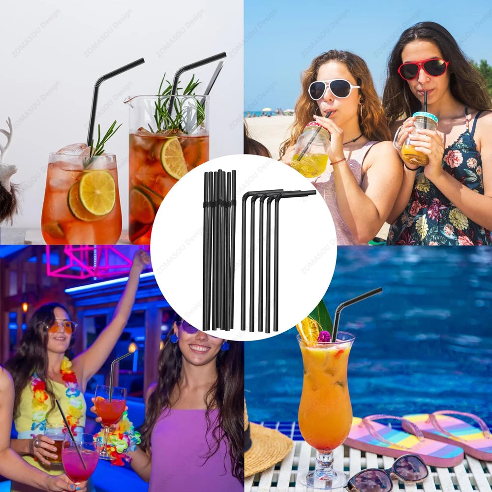 50-6000 pezzi cannucce nere colorate festa di nozze cola tè al latte cocktail cannuccia per bar cucina bevande casa all'ingrosso