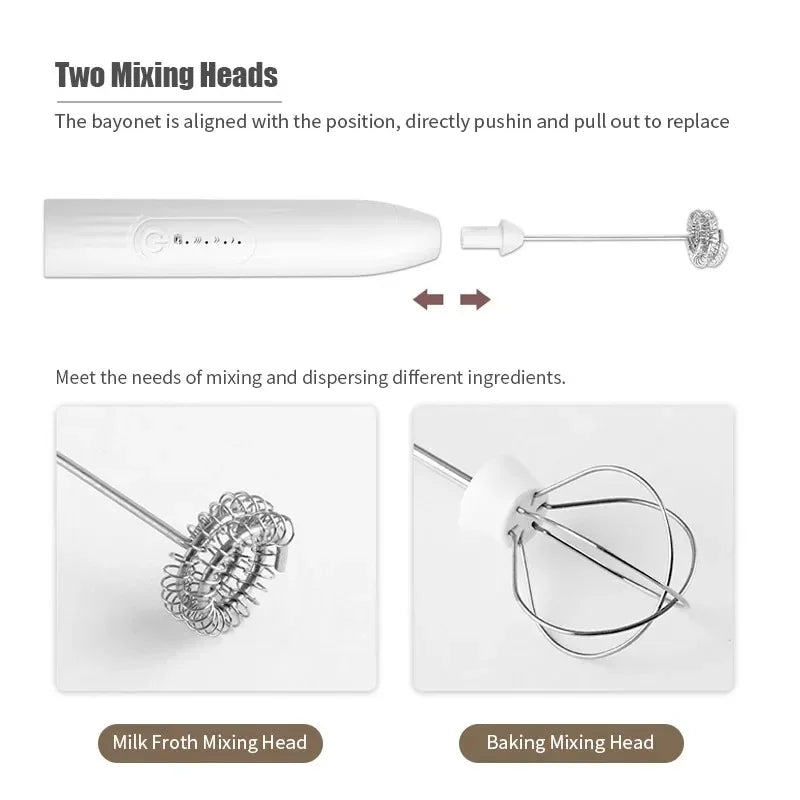 Gadget da cucina domestici senza fili Accessori da cucina elettrici Miscelatore per latte Ugello Mini caffè Frullino per le uova Strumenti per battere Bar da pranzo