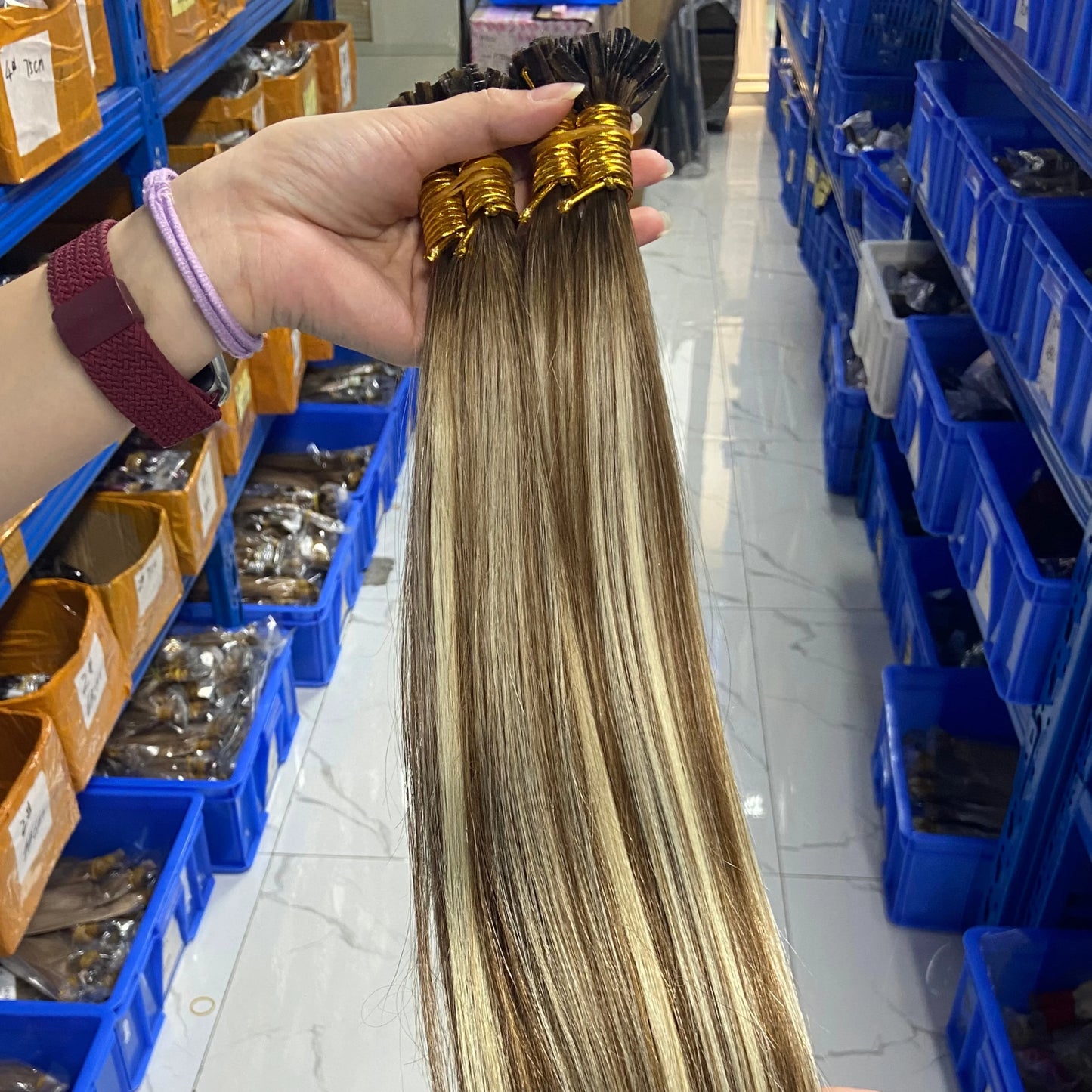 Extension per Capelli Umani con Punta Piatta in Cheratina 18-30 Pollici, 100% Capelli Umani di Alta Qualità 12A, Estensioni Ombre Naturali