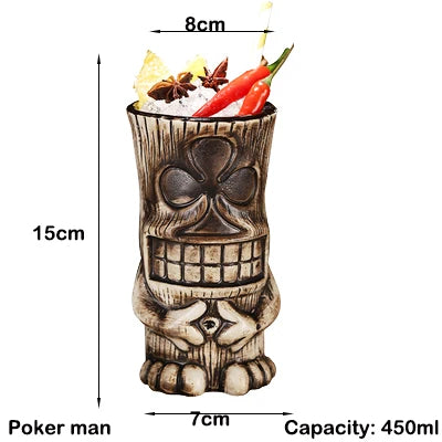 Tiki Tazze in ceramica hawaiana Luau Party Tazze Bicchieri, graziosi bicchieri da cocktail esotici, Tiki Bar