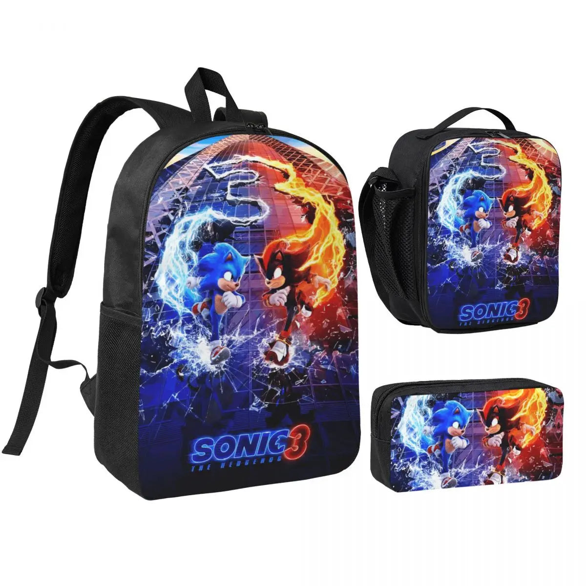 Sonices The H-edgehogs 3 3pecs/set Zaino per borse di tela per scuole superiori adolescenti Borsa per il pranzo Astuccio
