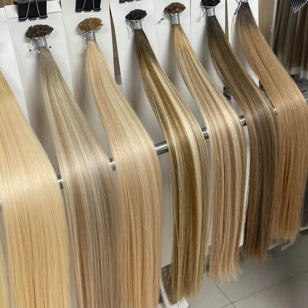 Extension per Capelli Umani con Punta Piatta in Cheratina 18-30 Pollici, 100% Capelli Umani di Alta Qualità 12A, Estensioni Ombre Naturali