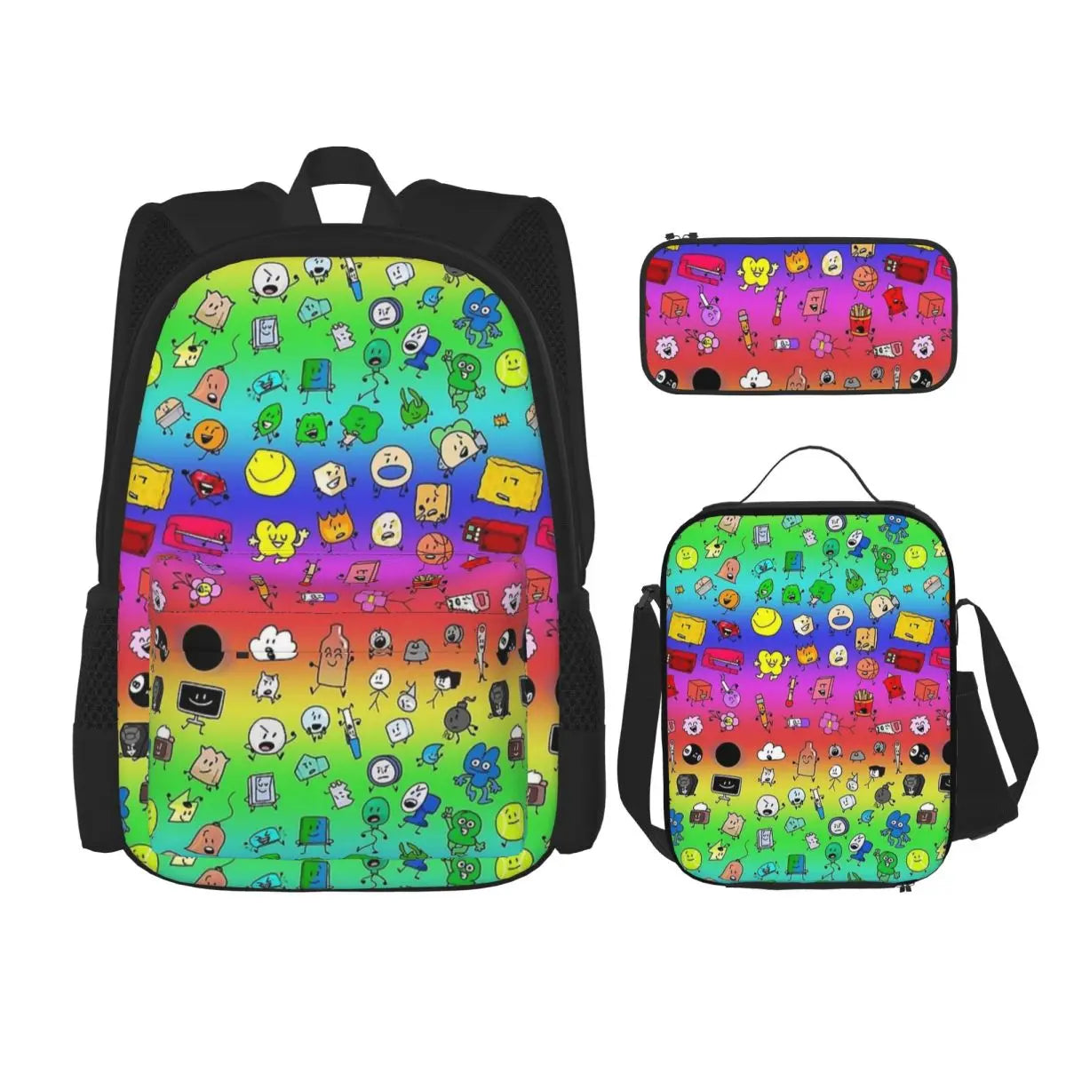 BFDI Battle For Dream Island 3pecs/set Zaino per studente College Borsa a tracolla Borsa per il pranzo Astuccio