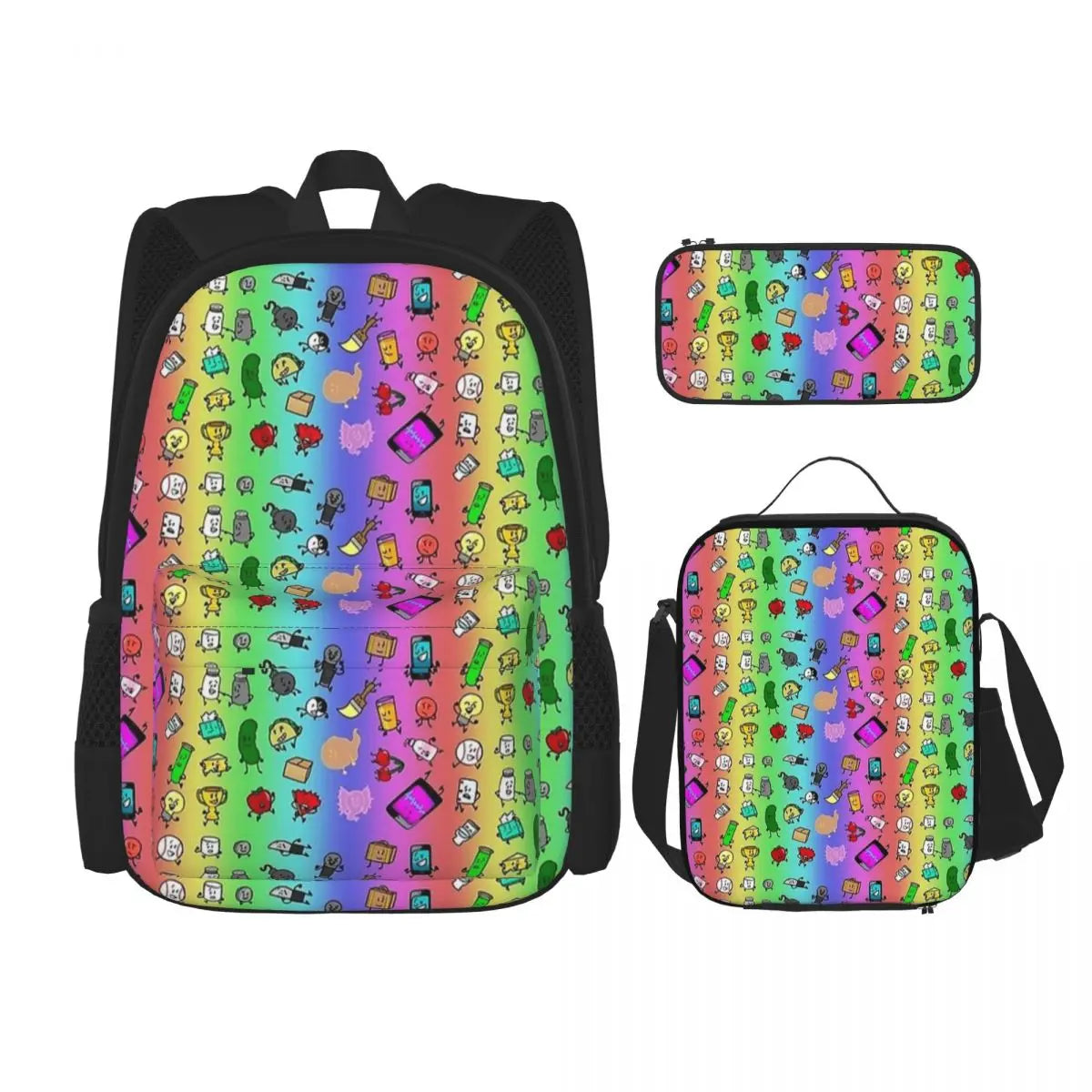 BFDI Battle For Dream Island 3pecs/set Zaino per studente College Borsa a tracolla Borsa per il pranzo Astuccio