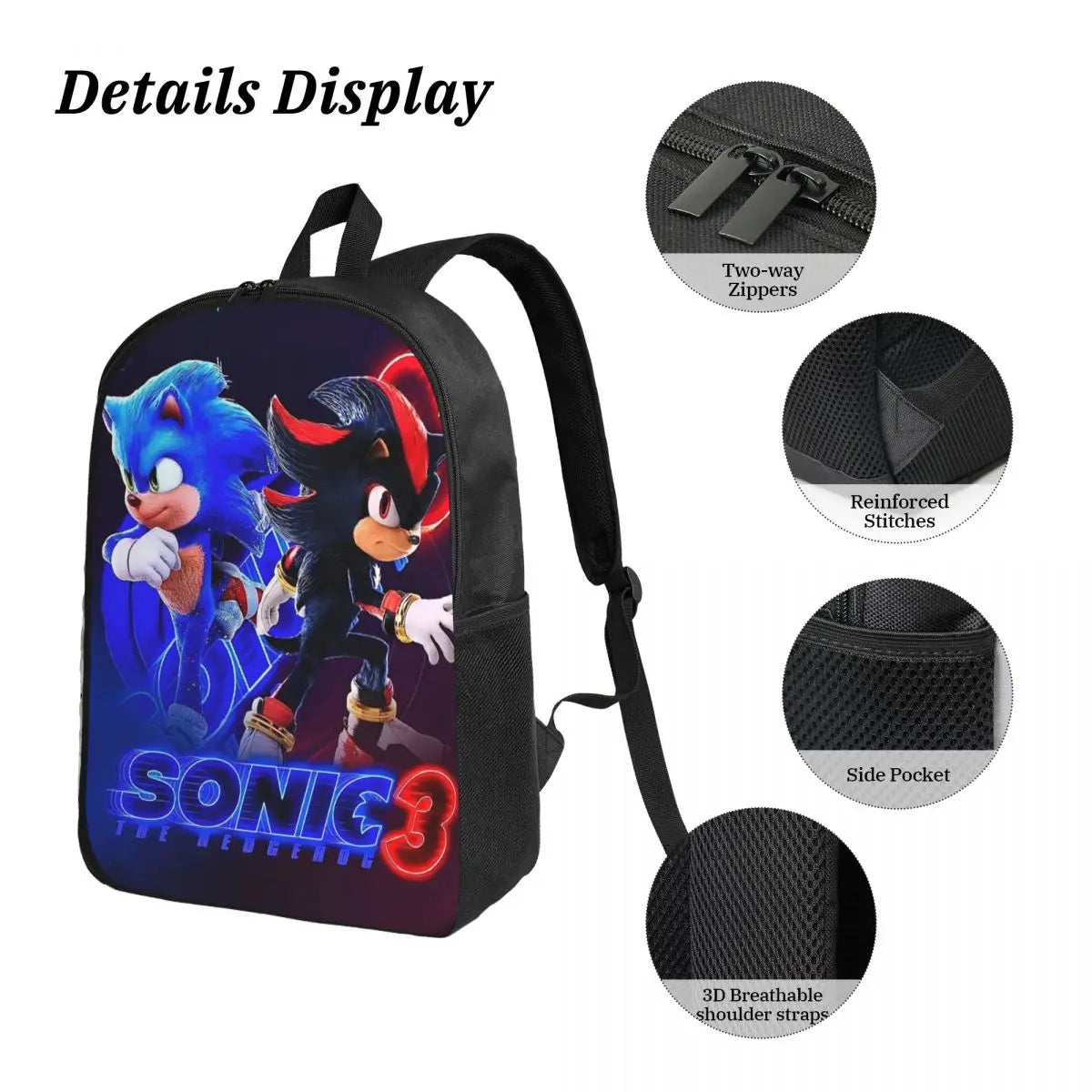 Sonices The H-edgehogs 3 3pecs/set Zaino per borse di tela per scuole superiori adolescenti Borsa per il pranzo Astuccio