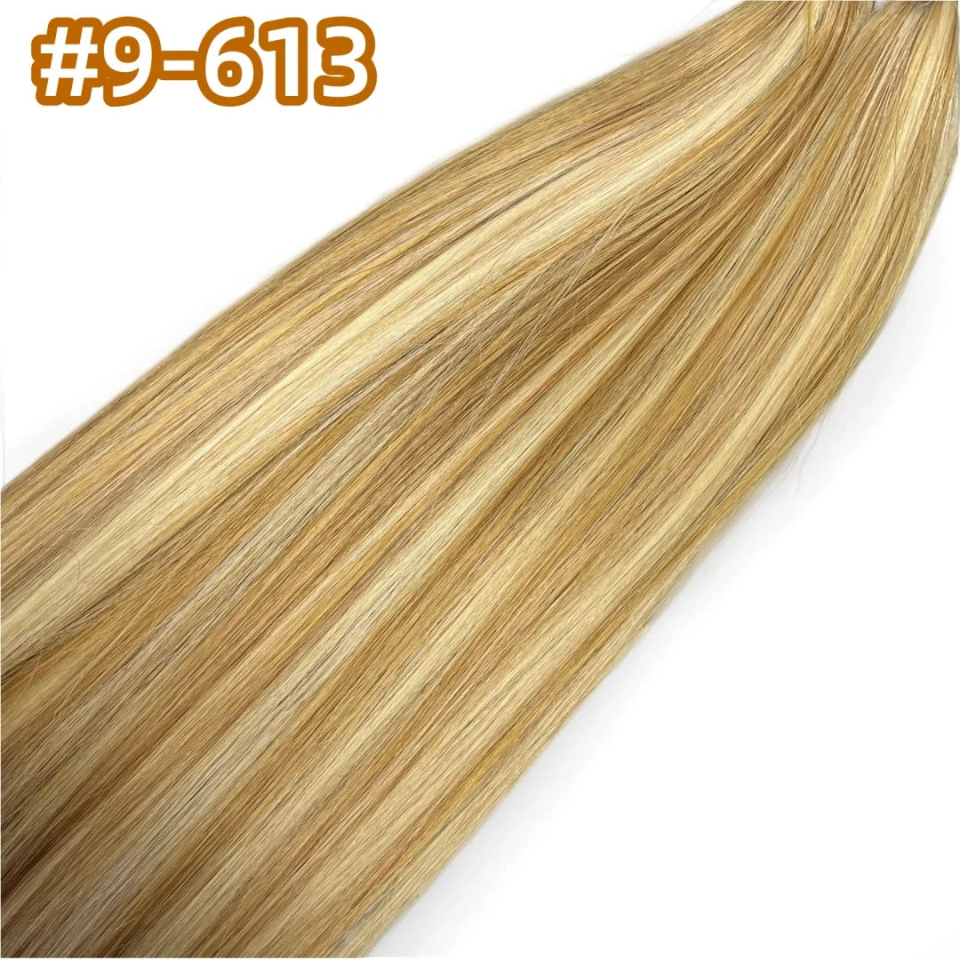 Extension per Capelli Umani con Punta Piatta in Cheratina 18-30 Pollici, 100% Capelli Umani di Alta Qualità 12A, Estensioni Ombre Naturali