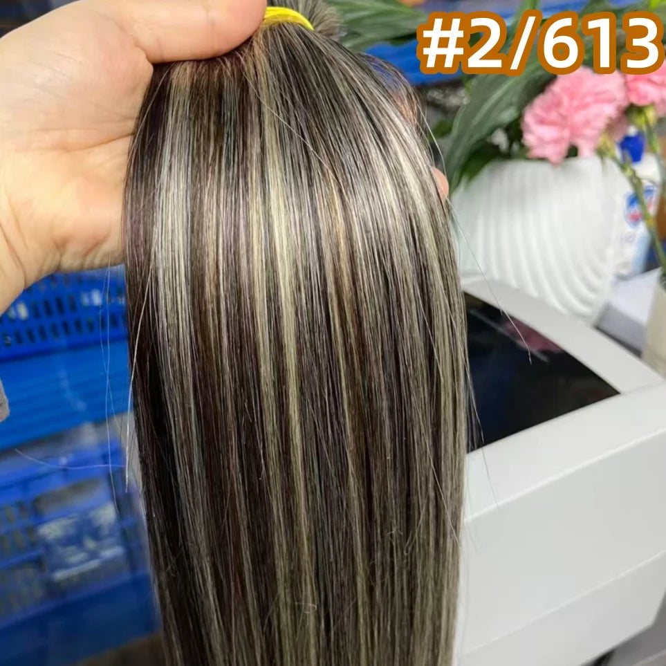 Extension per Capelli Umani con Punta Piatta in Cheratina 18-30 Pollici, 100% Capelli Umani di Alta Qualità 12A, Estensioni Ombre Naturali