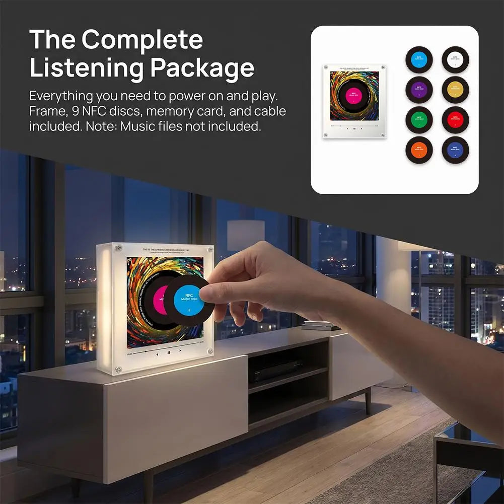 Adesivo Magnetico per Frigorifero con Induzione Musicale NFC, Riproduttore Audio Creativo in Acrilico, Ornamento con Luci Notturne