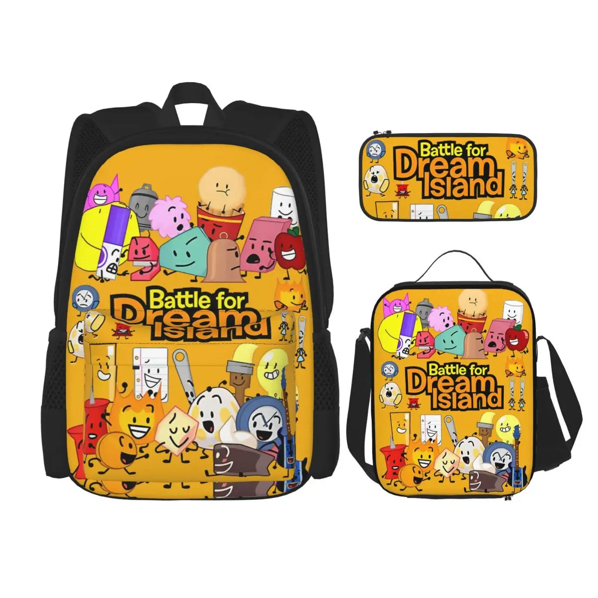 BFDI Battle For Dream Island 3pecs/set Zaino per studente College Borsa a tracolla Borsa per il pranzo Astuccio