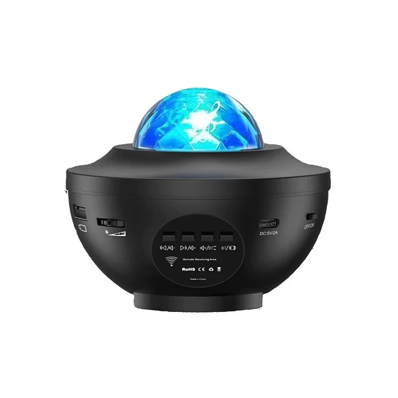 Proiettore LED Cielo Stellato e Galassia, Luce Notturna con Lettore Musicale BT, Telecomando, USB, Luce Ambientale Onde Oceaniche, Regalo di Compleanno per Bambini