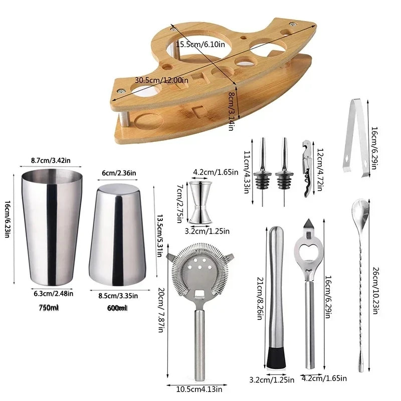 UPORS miscelatore per Cocktail Shaker in acciaio inossidabile Wine Martini Boston Shaker per barman Drink Party Bar Tools 550ML/750ML