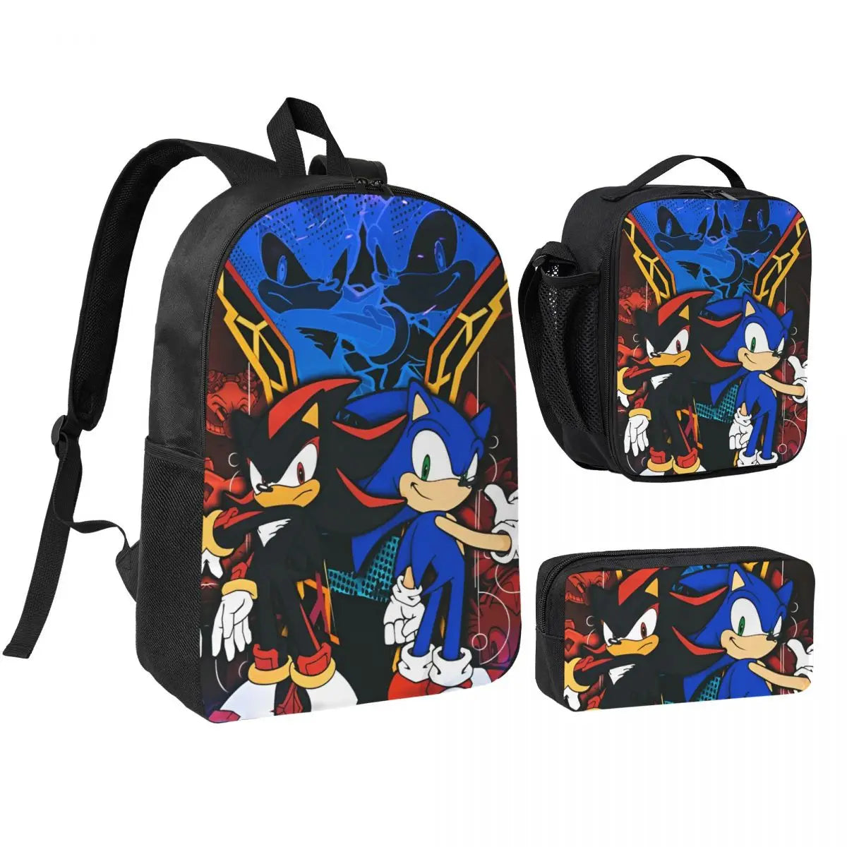 Sonices The H-edgehogs 3 3pecs/set Zaino per borse di tela per scuole superiori adolescenti Borsa per il pranzo Astuccio