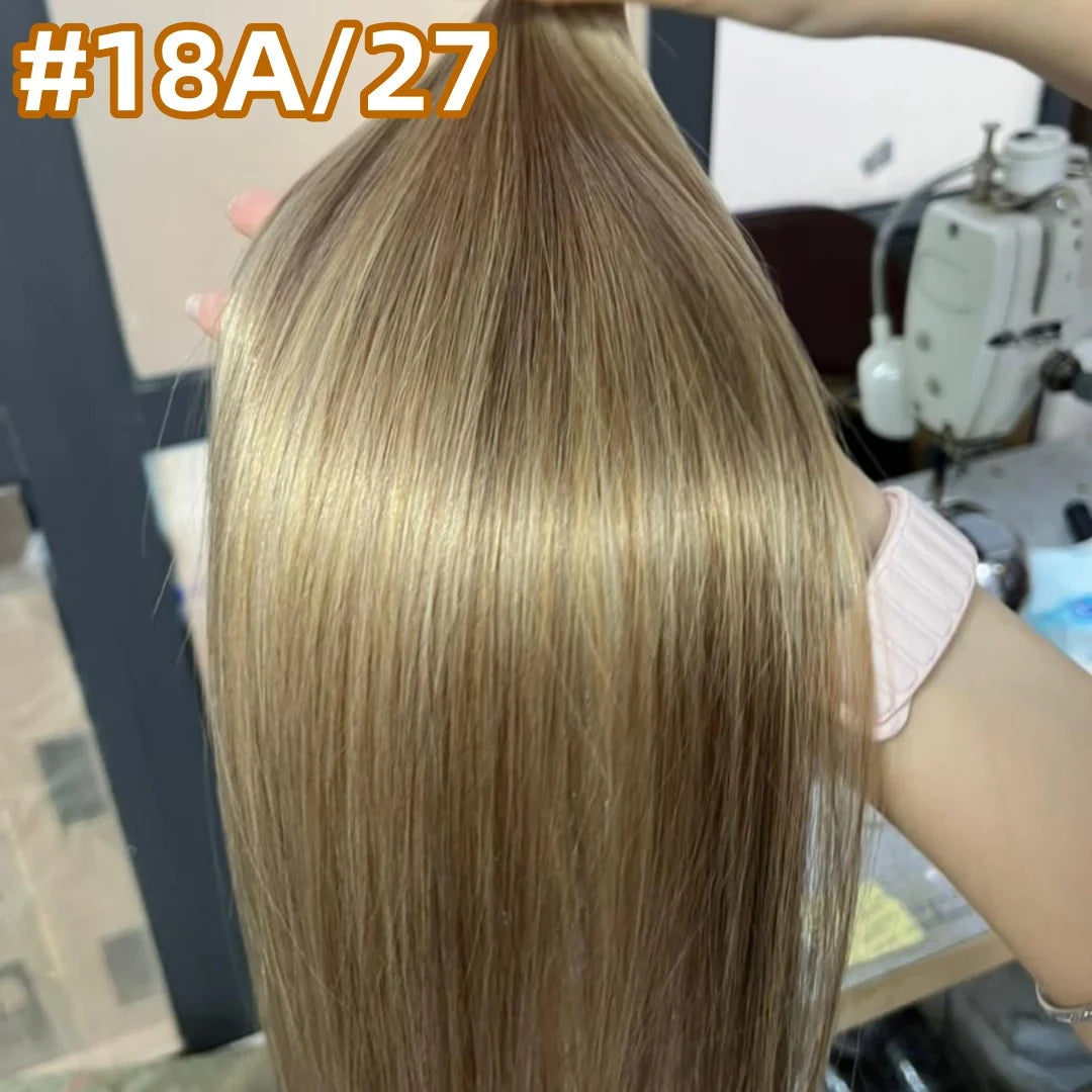 Extension per Capelli Umani con Punta Piatta in Cheratina 18-30 Pollici, 100% Capelli Umani di Alta Qualità 12A, Estensioni Ombre Naturali