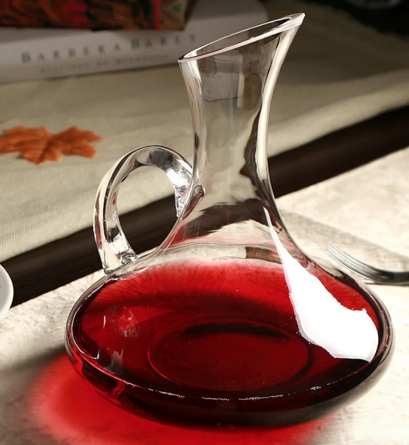 Decanter per vino rosso a Base piatta superiore da 1000ML versatore per vino in cristallo fatto a mano caraffa per acqua Premium apribottiglie per vino a parete addensato