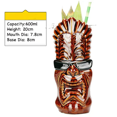 Tiki Tazze in ceramica hawaiana Luau Party Tazze Bicchieri, graziosi bicchieri da cocktail esotici, Tiki Bar