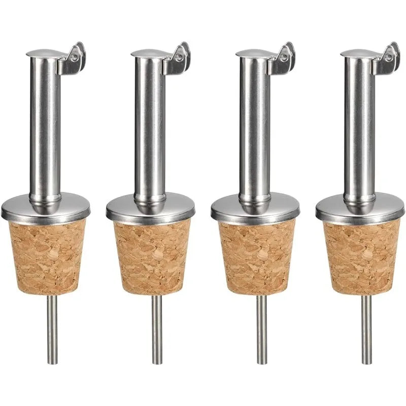 Versatori per bottiglie in acciaio inossidabile Beccuccio per olio d'oliva con ribaltamento automatico, tappi per bottiglie di vino con design in sughero, per liquidi, olio d'oliva, vino