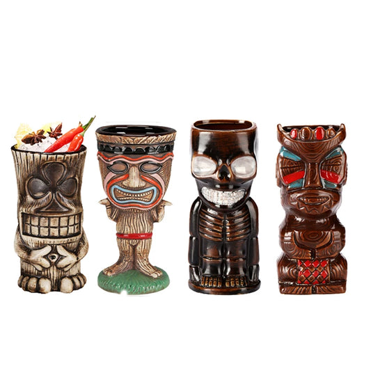 Tiki Tazze in ceramica hawaiana Luau Party Tazze Bicchieri, graziosi bicchieri da cocktail esotici, Tiki Bar