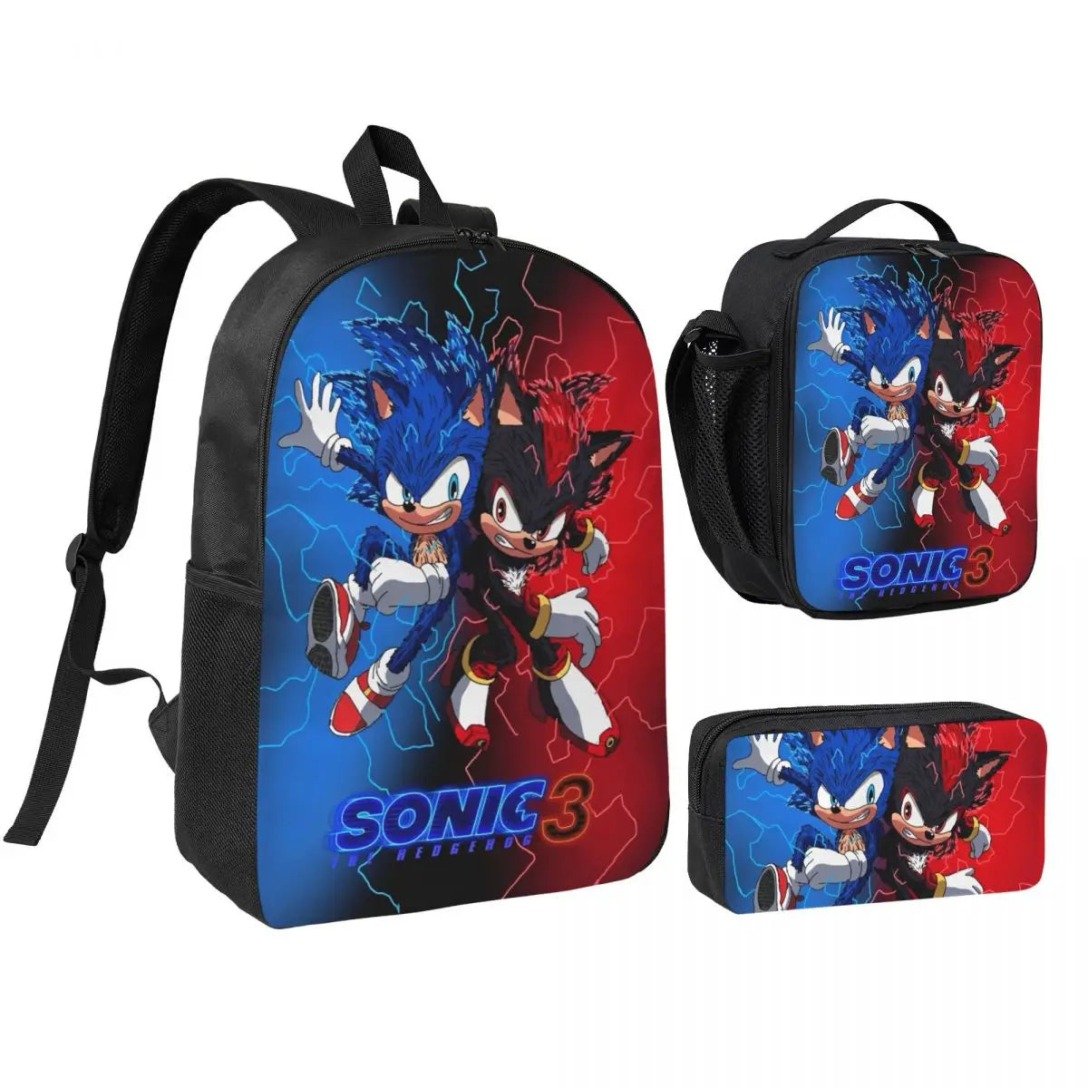 Sonices The H-edgehogs 3 3pecs/set Zaino per borse di tela per scuole superiori adolescenti Borsa per il pranzo Astuccio