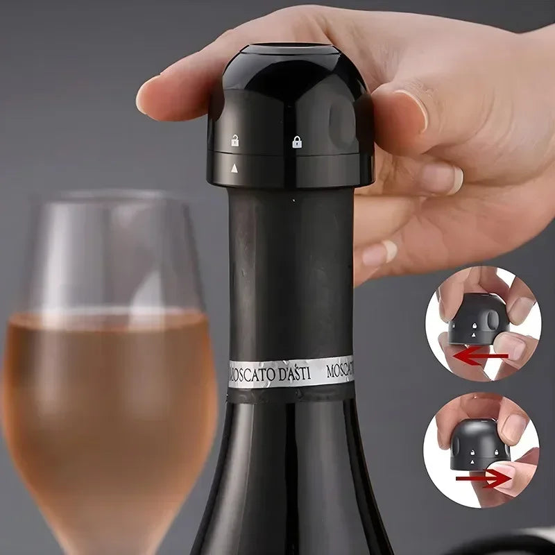 Tappo per bottiglia con chiusura rotante per vino rosso sottovuoto Tappo per bottiglia con tappo per vino frizzante Strumento per bar in sughero per vino rosso per uso domestico