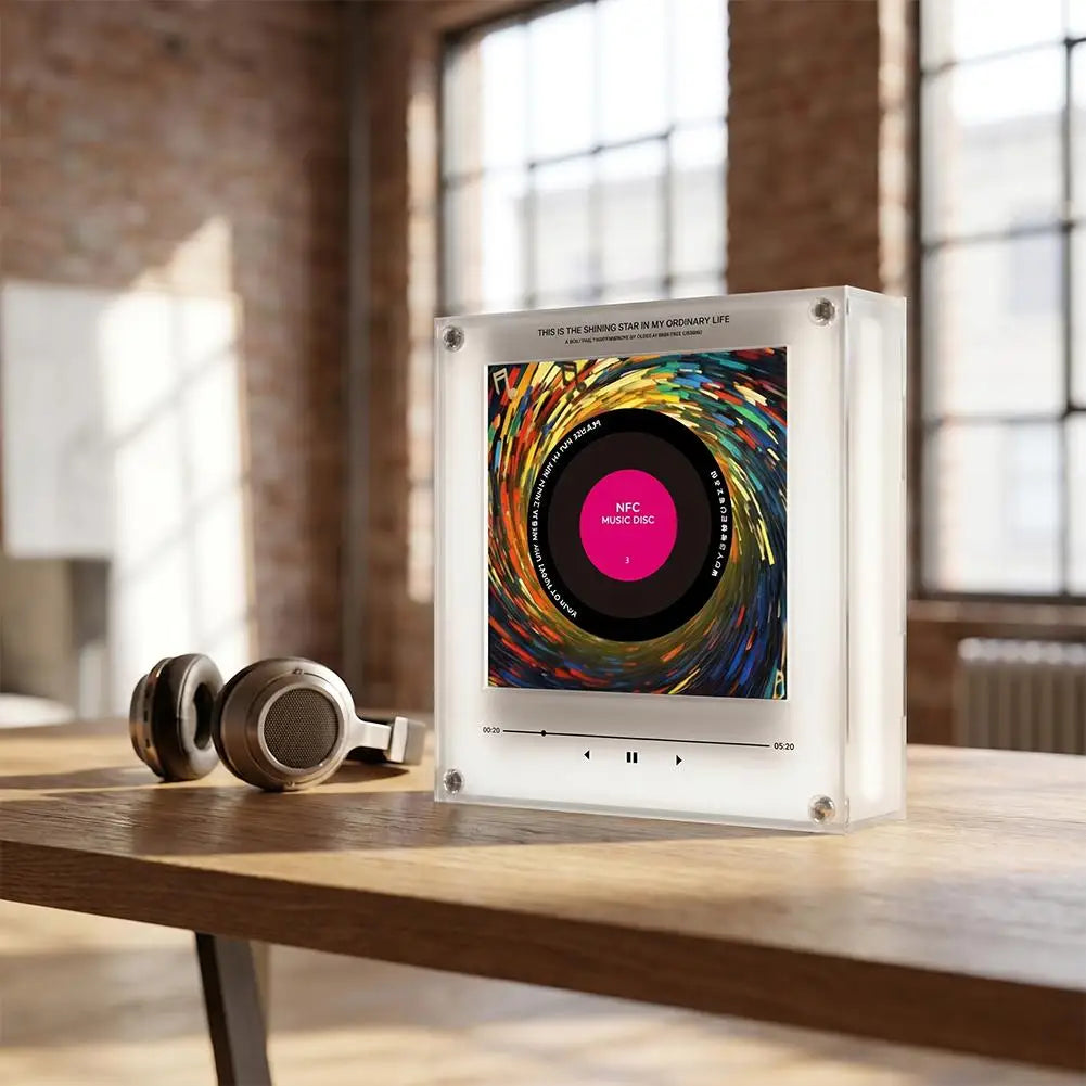 Adesivo Magnetico per Frigorifero con Induzione Musicale NFC, Riproduttore Audio Creativo in Acrilico, Ornamento con Luci Notturne