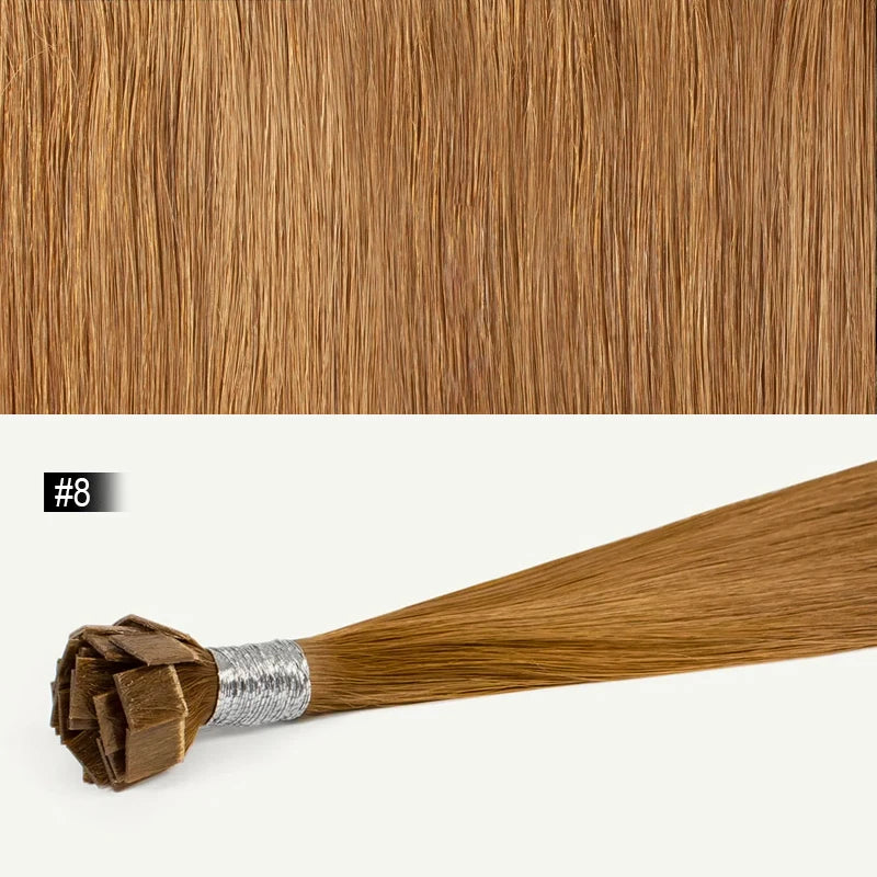 Extension per Capelli Umani con Punta Piatta in Cheratina 18-30 Pollici, 100% Capelli Umani di Alta Qualità 12A, Estensioni Ombre Naturali