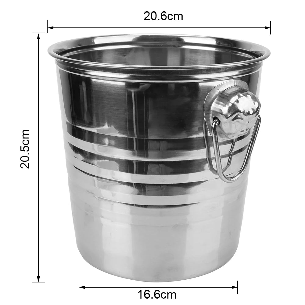 Secchio per vino e birra Secchio per cubetti di ghiaccio in acciaio inossidabile da 5 litri per KTV Bar Cucina Articoli da bar per feste Secchio per birra per vino champagne